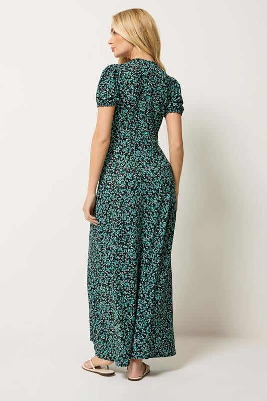 M&Co Teal Green Ditsy Floral Print Wrap Dress | M&Co 2