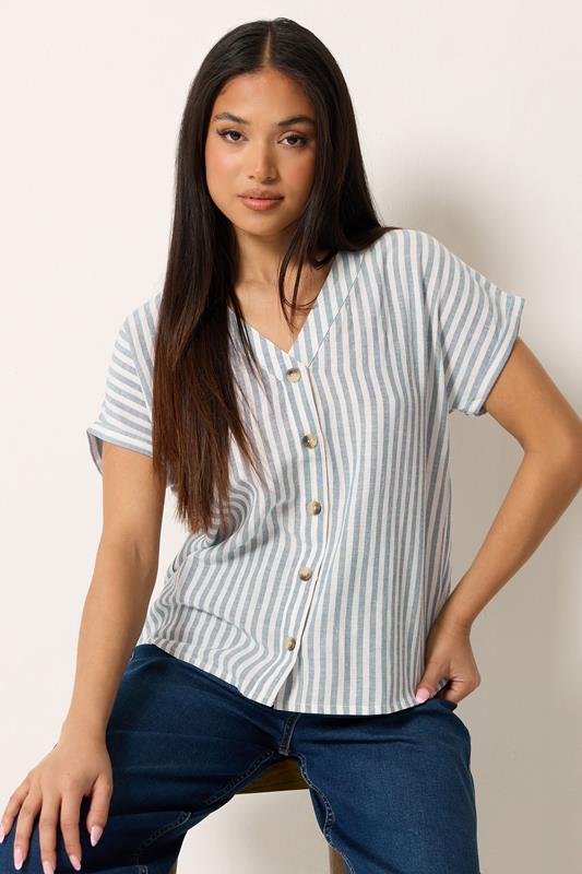  M&Co Petite Blue & White Stripe Blouse