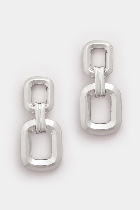 Silver Tone Double Chain Earrings | Yours Clothing 1