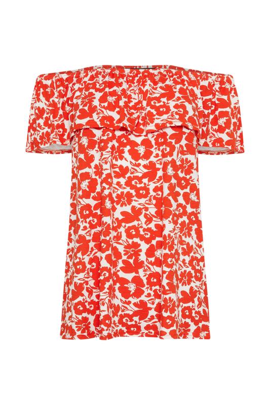 M&Co Red & Ivory Flower Printed Bardot Top | M&Co 5