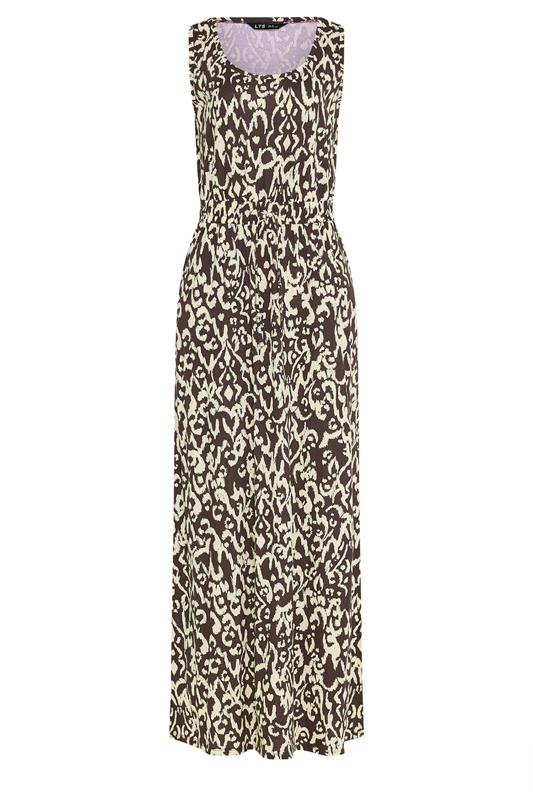 LTS Tall Women's Chocolate Brown Aztec Tie Waist Cotton Maxi Dress | Long Tall Sally 5