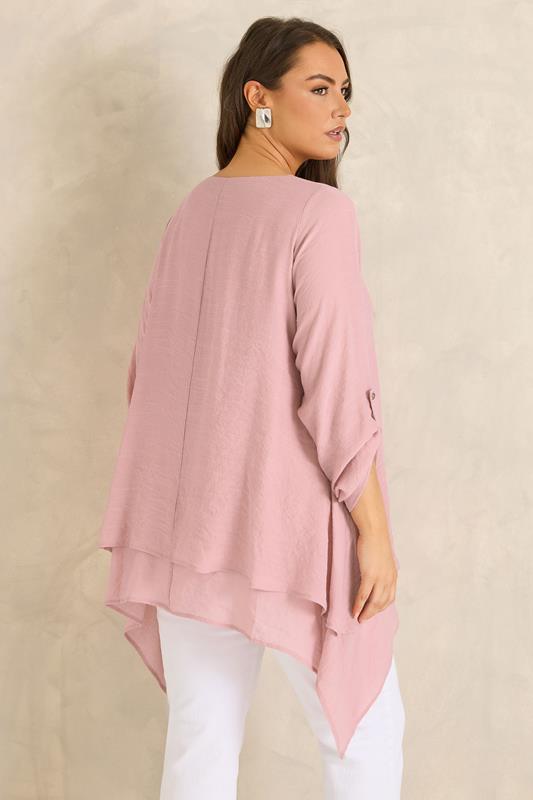 EVANS Plus Size Pink Double Layer Blouse | Evans 2