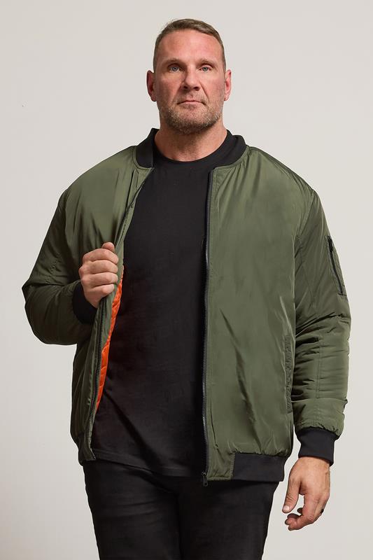 BadRhino Big & Tall Khaki Green Zip Bomber Jacket
