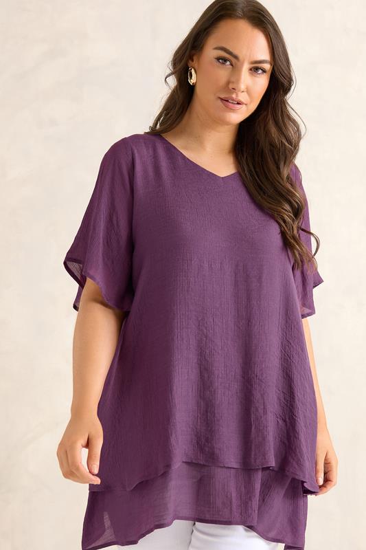 EVANS Curve Purple Double Layer Angel Top