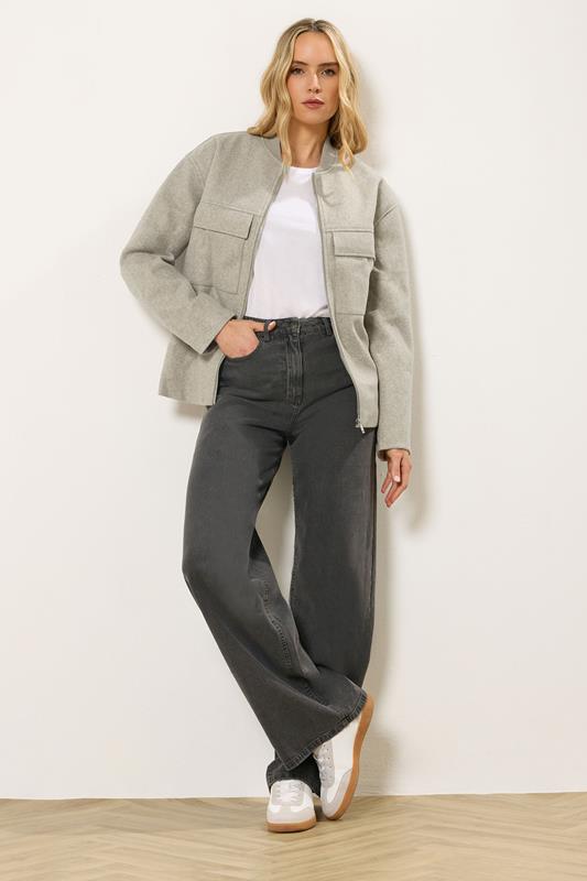  LTS Tall Natural Brown Brushed Pocket Bomber Jacket