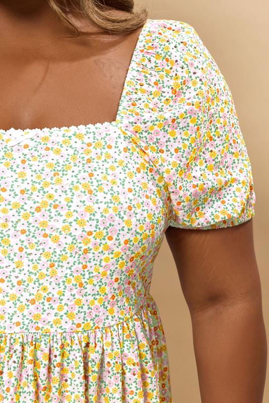 YOURS Plus Size Orange Floral Broderie Anglaise Peplum Top | Yours Clothing 4