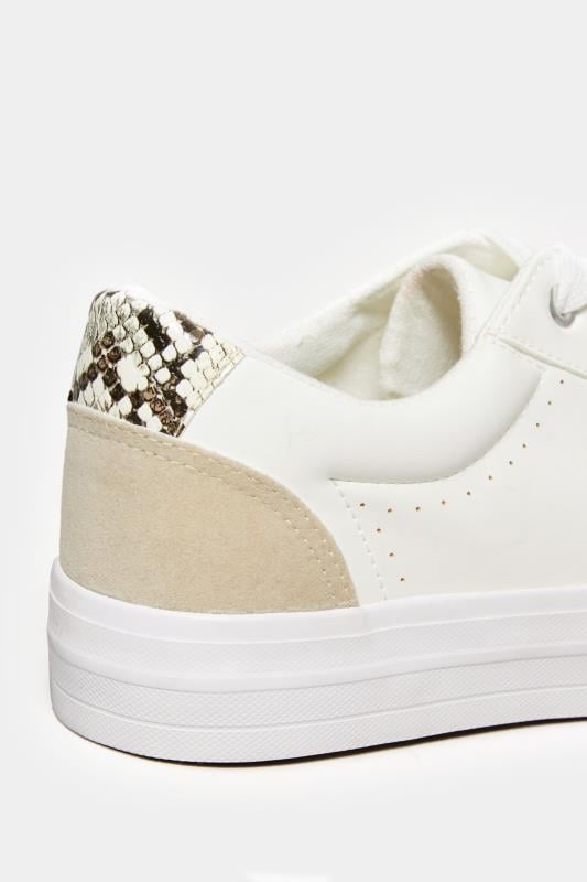 White Snake Print Trainers In Wide E Fit | Yours Clothing 4