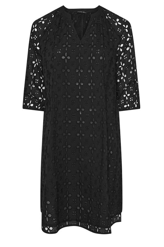 EVANS Plus Size Black Long Sleeve Broderie Dress | Evans 5