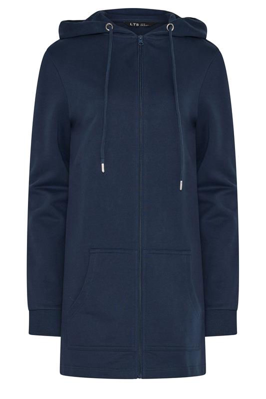 LTS Tall Women's Navy Blue Cotton Longline Zip Hoodie | Long Tall Sally 5