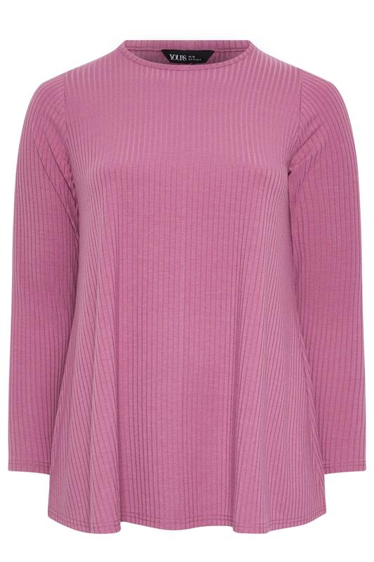YOURS Plus Size Pink Ribbed Swing T-Shirt | Yours Clothing 5