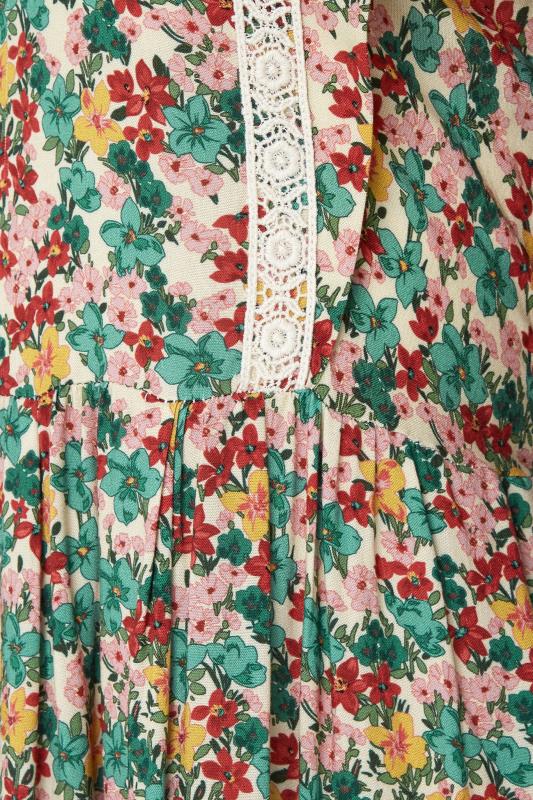 M&Co Green Floral Print Crochet Trim Maxi Dress | M&Co 5