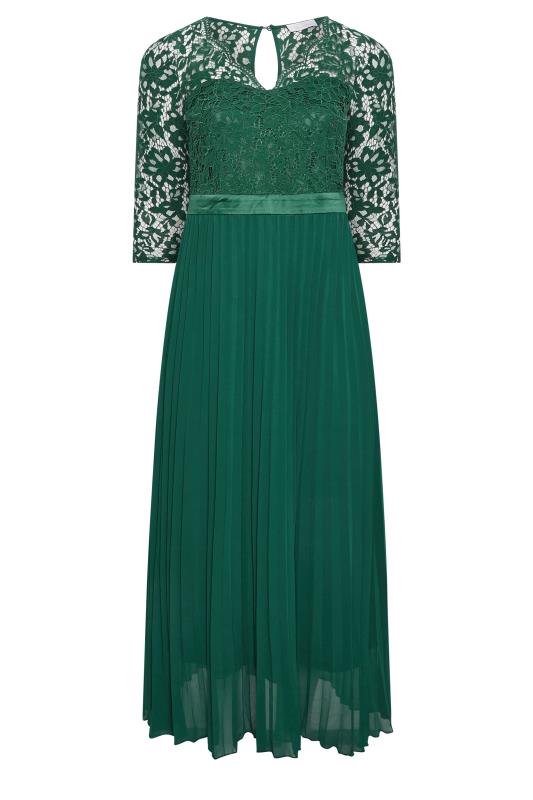 Plus Size YOURS LONDON Forest Green Lace Pleated Maxi Dress | Yours Clothing  6
