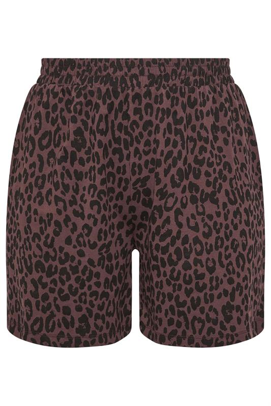 LIMITED COLLECTION Plus Size Chocolate Brown Leopard Shorts | Yours Clothing 5