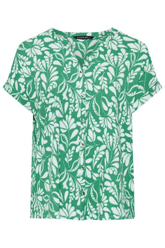 EVANS Plus Size Green Leaf Print Notch Neck Top | Evans  5
