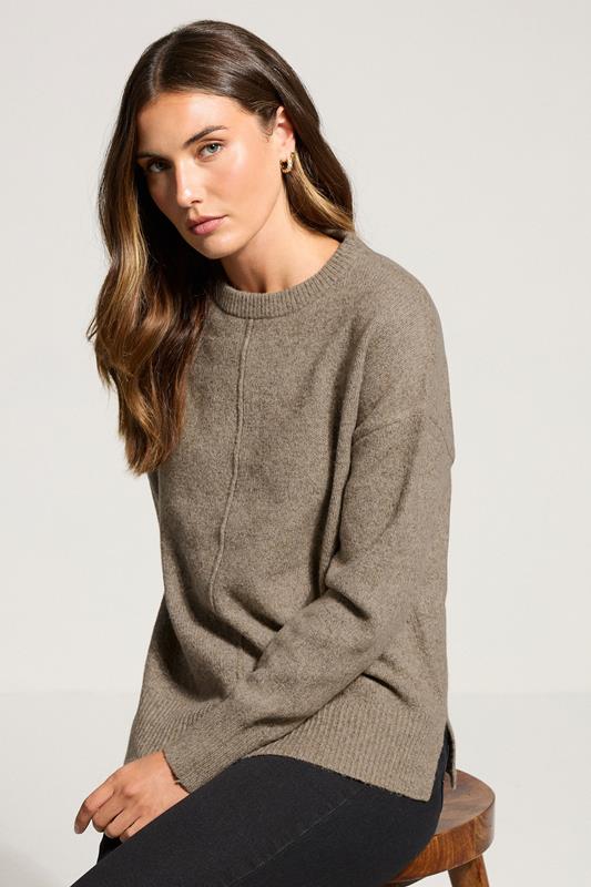 LTS Tall Light Brown Seam Front Jumper
