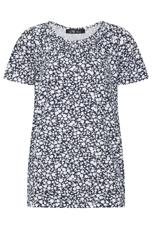 LTS Tall Women's Navy Blue Paisley Bubble Hem T-Shirt | Long Tall Sally 6