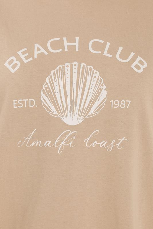 YOURS Plus Size Natural Brown 'Beach Club' Pyjama Set | Yours Clothing 4