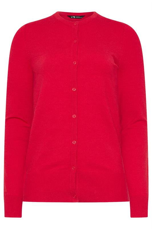 LTS Tall Ruby Red Crew Neck Button Cardigan | Long Tall Sally 5