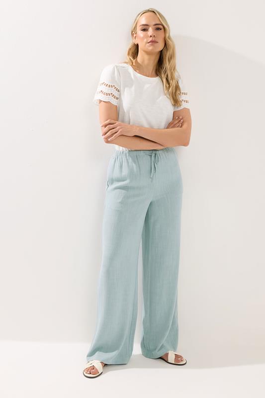 LTS Tall Light Blue Wide Leg Linen Trousers