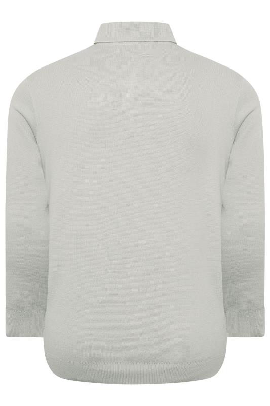 BadRhino Big & Tall Grey Milano Knit Quarter Zip Jumper | BadRhino 4