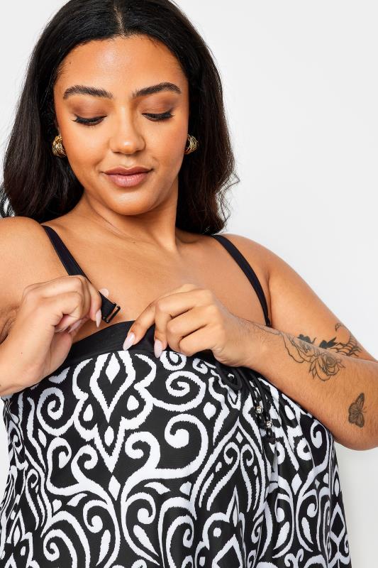 YOURS Plus Size Black Abstract Print A-Line Tankini Top | Yours Clothing 6