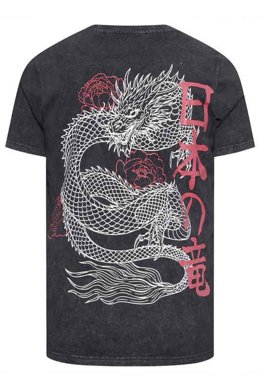 BadRhino Big & Tall Black Dragon Graphic Acid Wash T-Shirt | BadRhino 7