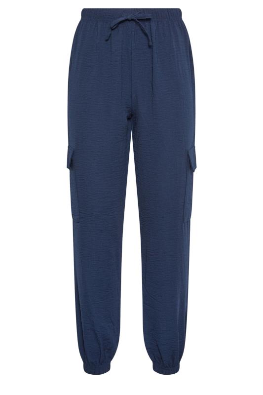 LTS Tall Women's Navy Blue Textured Cuffed Cargo Trousers | Long Tall Sally 5