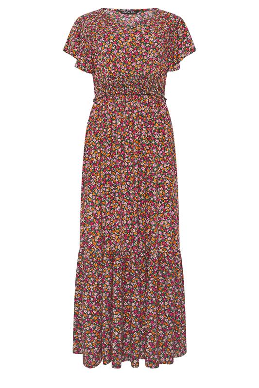 M&Co Pink Ditsy Floral Shirred Waist Maxi Dress | M&Co 5