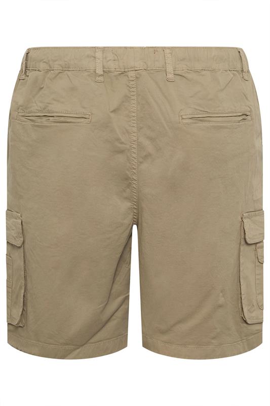 KAM Big & Tall Stone Brown Elastic Waist Cargo Shorts | BadRhino 4