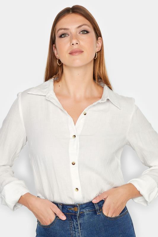 LTS Tall Womens White Long Sleeve Linen Shirt | Long Tall Sally  2