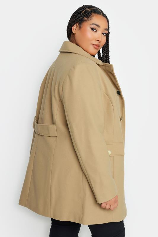YOURS Plus Size Camel Brown Collared Formal Coat | Yours Clothing 4