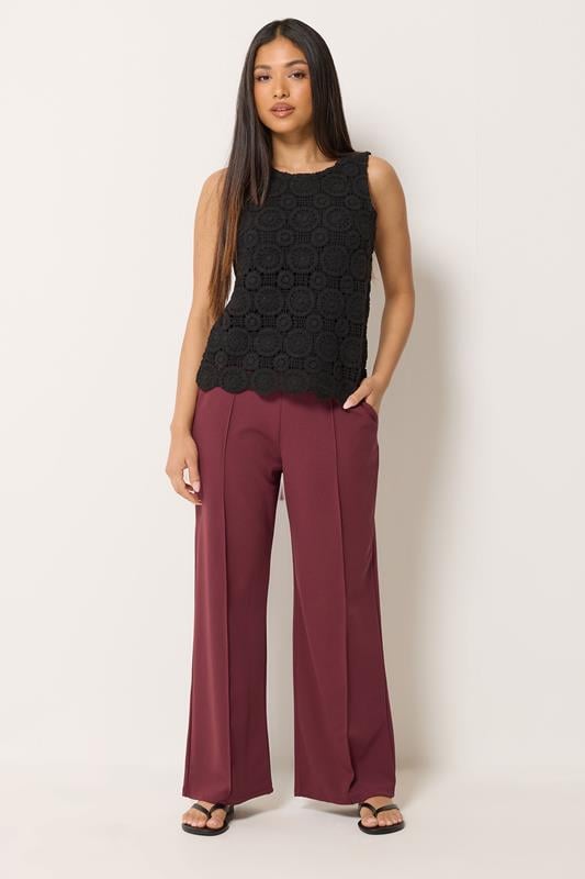 M&Co Petite Berry Red Pintuck Trousers | M&Co 1