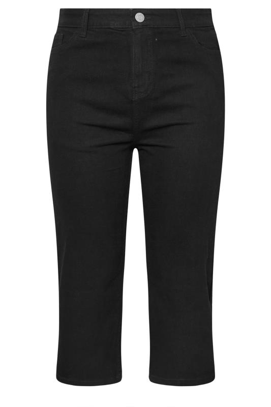 YOURS Plus Size Black Wide Leg Cropped Denim Jeans 6