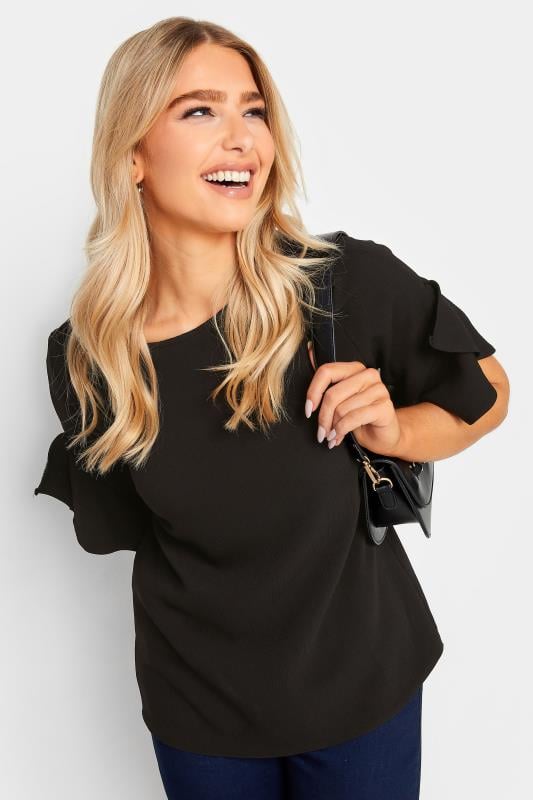 M&Co Black Frill Sleeve Blouse | M&Co 1