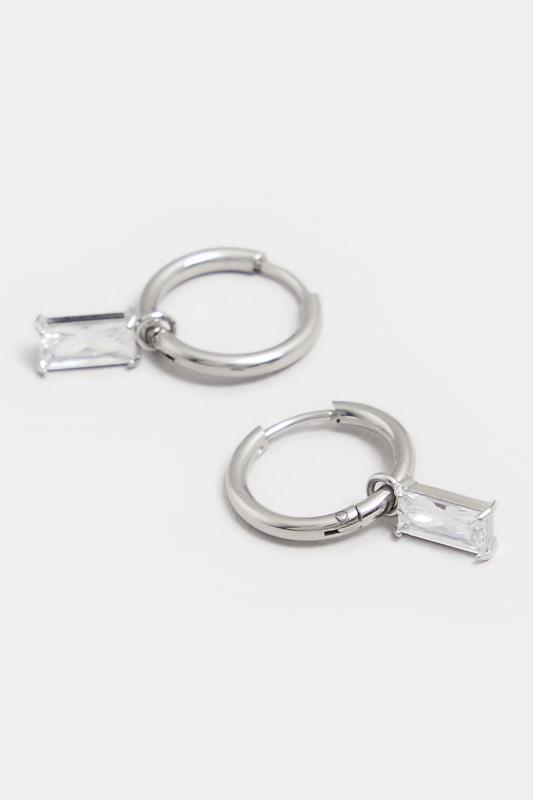 Silver Tone Diamante Mini Hoop Earrings | Yours Clothing  2
