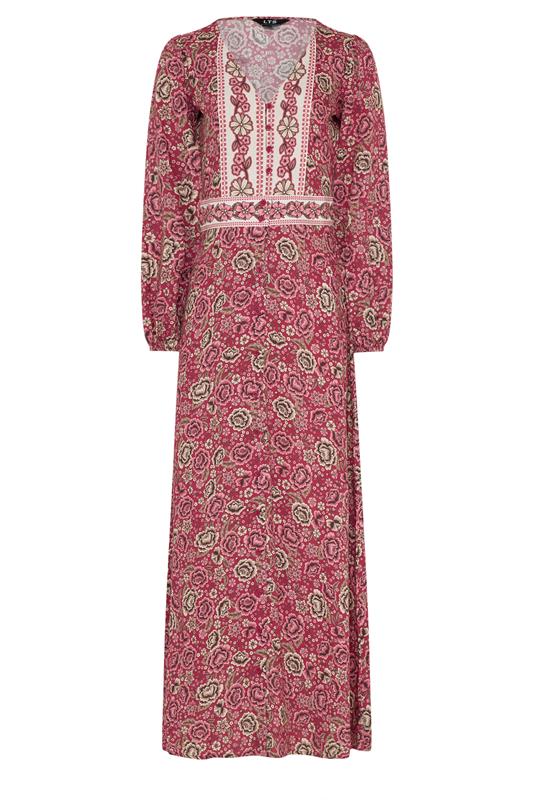 LTS Tall Women's Berry Red Floral Button Maxi Dress | Long Tall Sally 6