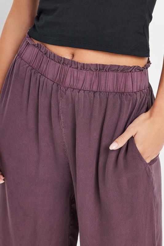 PixieGirl Petite Women's Purple Acid Wash Wide Leg Trousers | PixieGirl 4