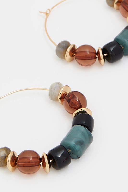 Gold Tone Beaded Hoop Earrings | Yours Clothing 4