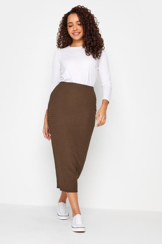 M&Co Brown Textured Midi Tube Skirt | M&Co 3