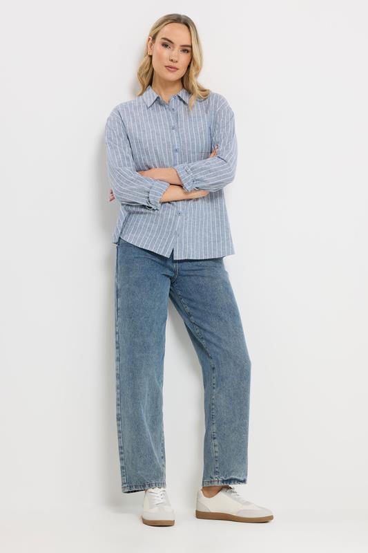 LTS Tall Blue Stripe Cotton Collared Shirt | Long Tall Sally  6
