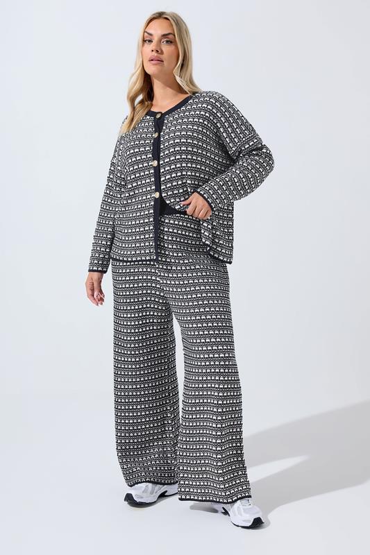 LIMITED COLLECTION Plus Size Navy Blue Boucle Wide Leg Trousers | Yours Clothing 1