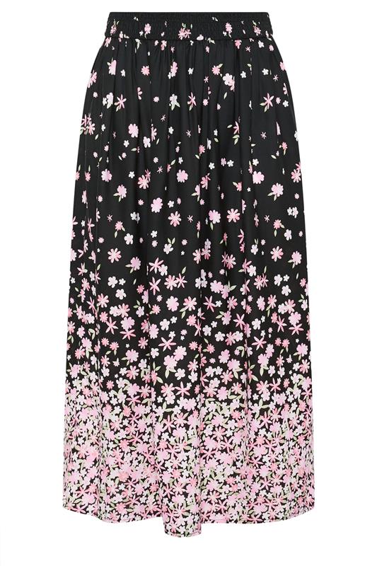 YOURS Plus Size Pink Floral Ditsy Maxi Skirt | Yours Clothing 5