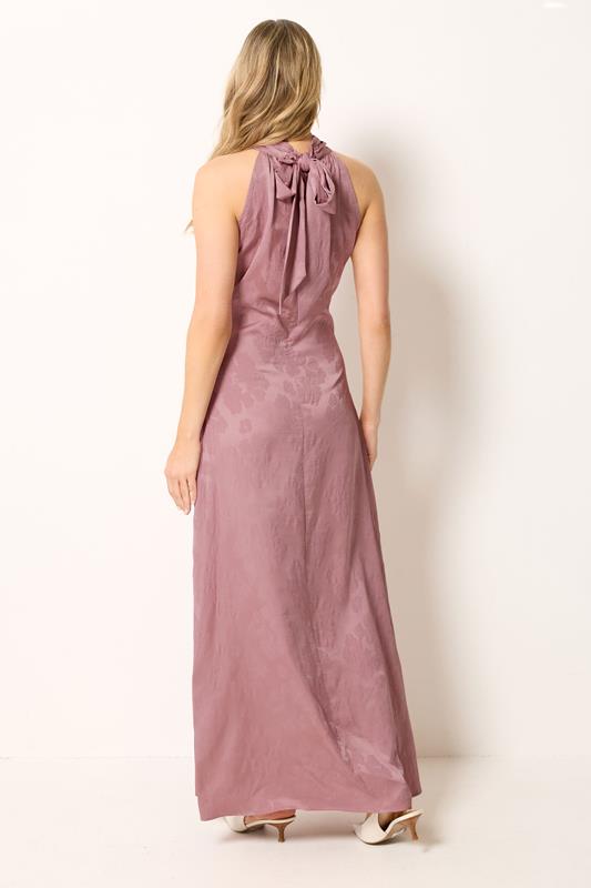 LTS Tall Women's Pink Jacquard Halterneck Maxi Dress | Long Tall Sally 2