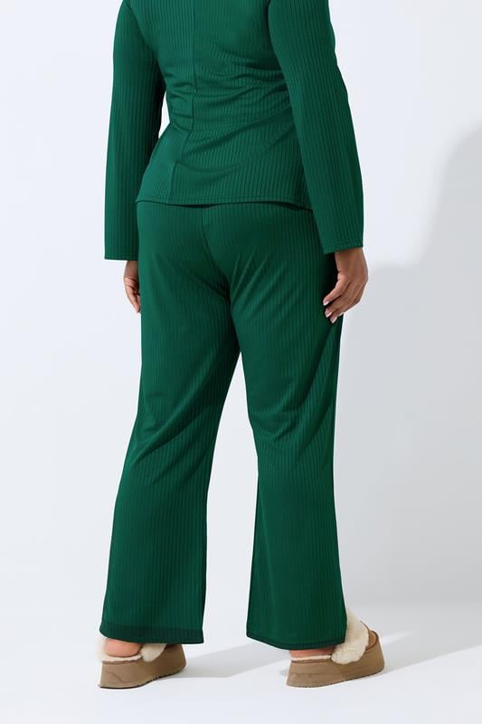 LIMITED COLLECTION Plus Size Forest Green Wide Leg Trousers | Yours Clothing 2