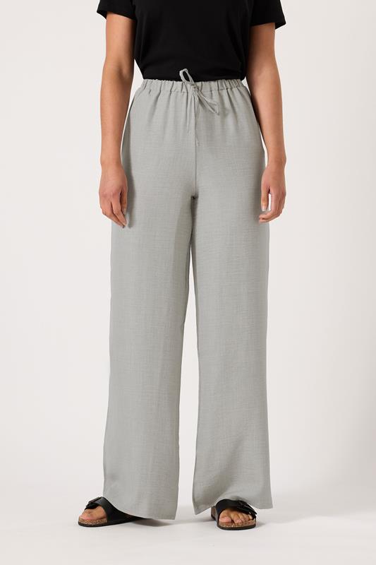LTS Tall Women's Light Grey Textured Wide Leg Trousers | Long Tall Sally 1