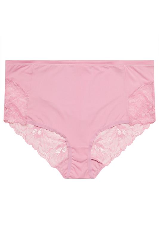 YOURS Plus Size Pink Microfibre Lace Shorts | Yours Clothing 5