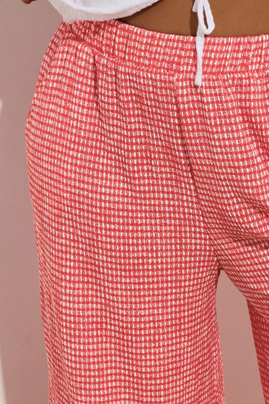 YOURS Plus Size Red Gingham Crinkle Midaxi Culottes | Yours Clothing 4