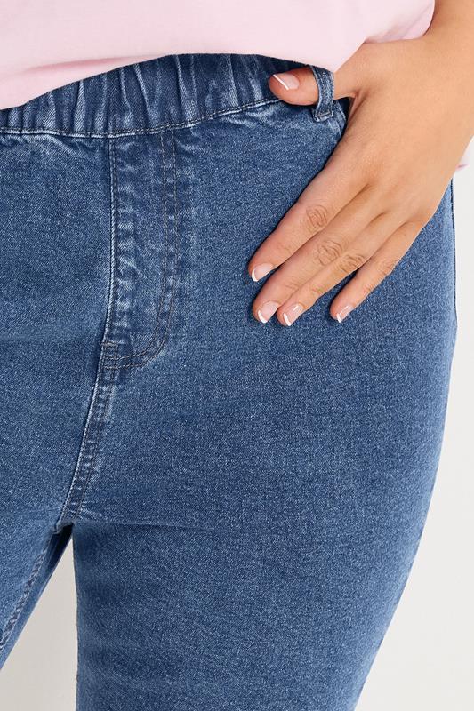 YOURS Plus Size Mid Blue Pull On Stretch Denim Cycling Shorts | Yours Clothing 4