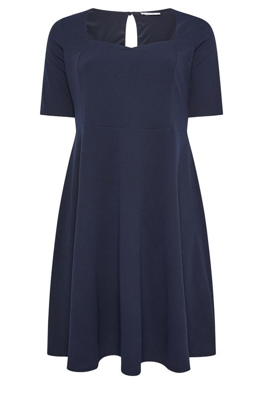 YOURS LONDON Plus Size Navy Blue Panel Skater Dress | Yours Clothing 5