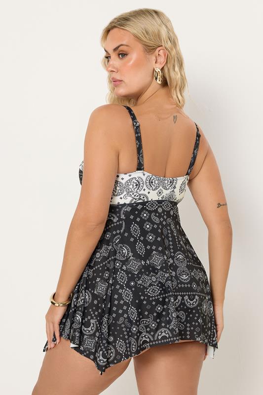 YOURS Plus Size Black Bandana Print Hanky Hem Tankini Top | Yours Clothing 6